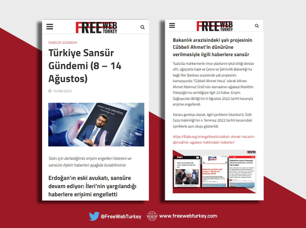 Cübbeli Ahmet'in damadının ağabeyi, Free Web Turkey'nin bir içeriğine erişimi engelletti
