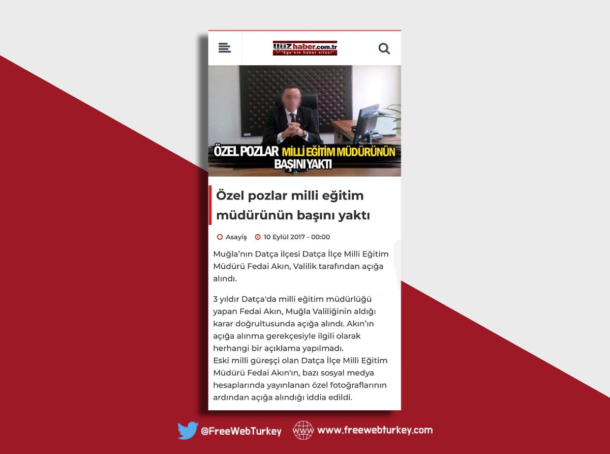 Datça Milli Eğitim Müdürü Fedai Akın hakkındaki iddialarla ilgili bir habere erişim engeli