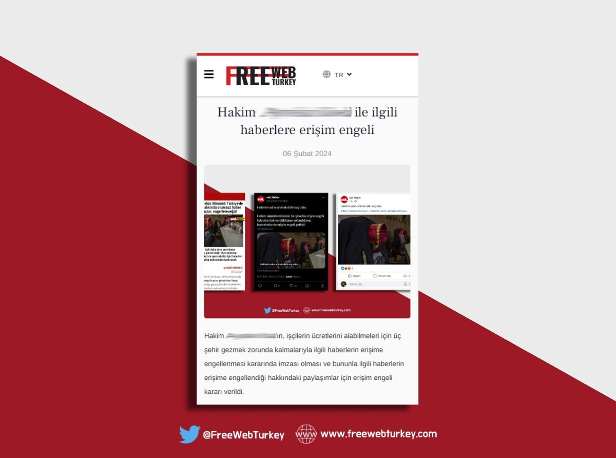 Bir hakimle ilgili Free Web Turkey paylaşımına erişim engeli