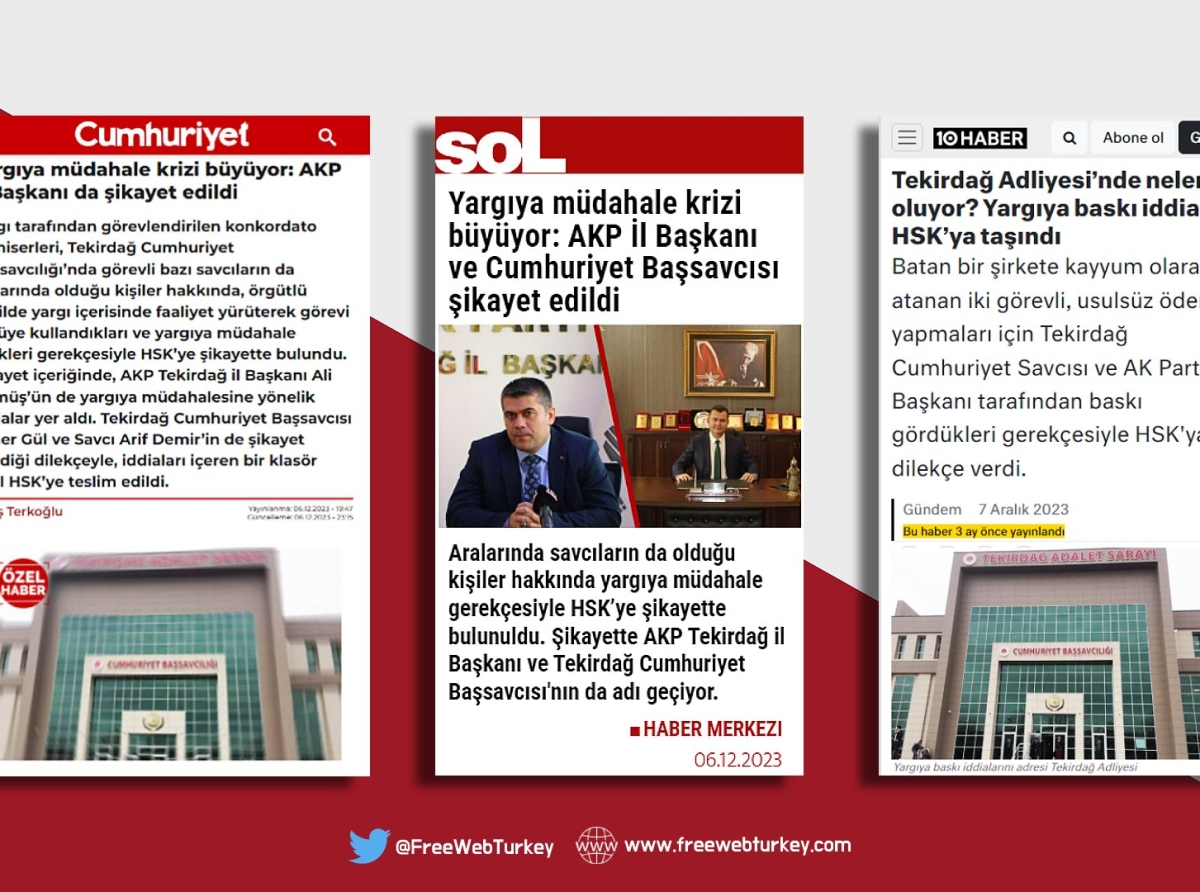 Barış Terkoğlu'nun, Tekirdağ Cumhuriyet Başsavcısı ile ilgili haberine erişim engeli